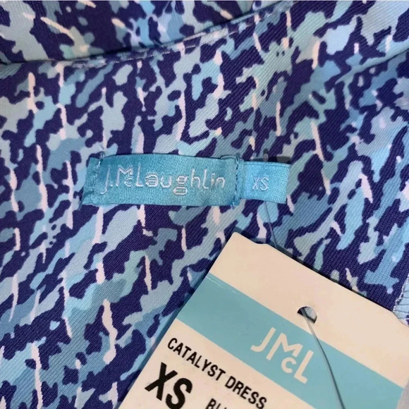 NWT J McLaughlin Catalyst Dress Catalina Cloth XS Blue Aqua Abstract Geo Print - Picture 8 of 10